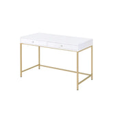 Ottey White High Gloss & Gold Desk Model 92540 By ACME Furniture